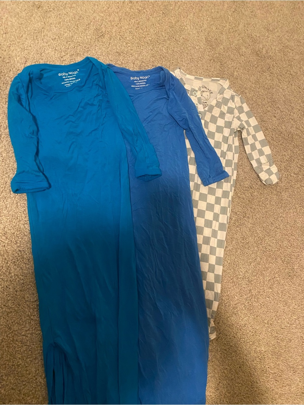 Baby Sleep Gown Bundle - Blue & Gray Check